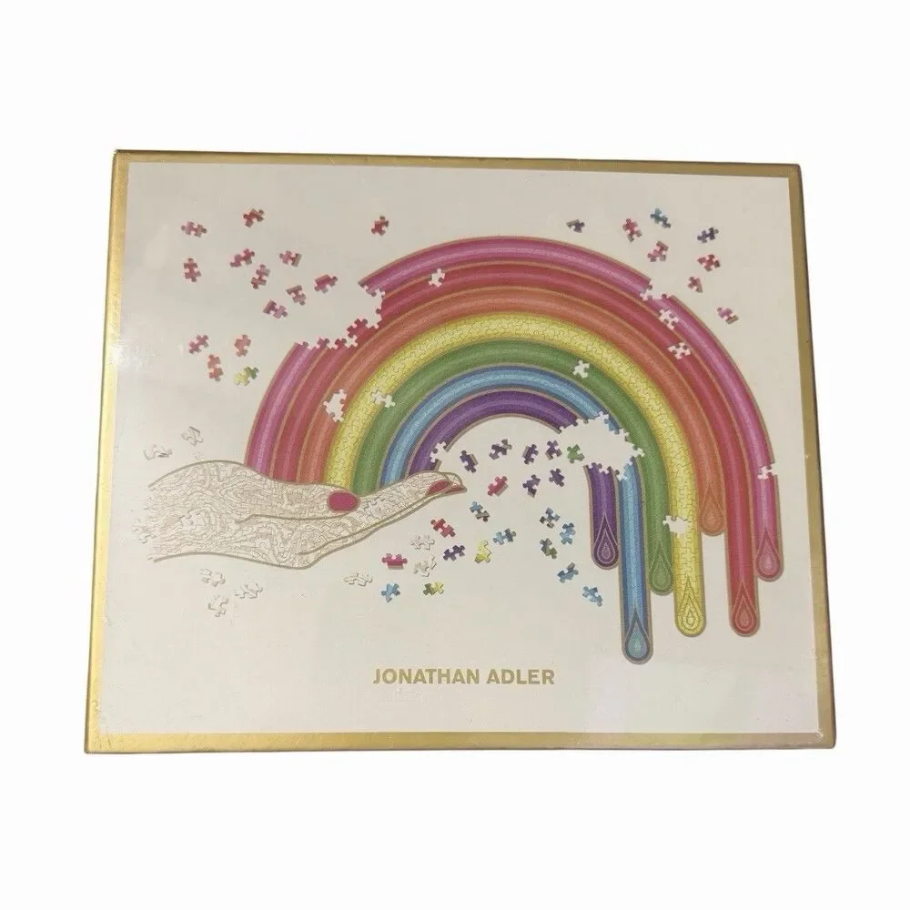 Sealed Jonathan Adler 750-Piece Shaped Foil Rainbow Jigsaw Puzzle Cardboard 2019